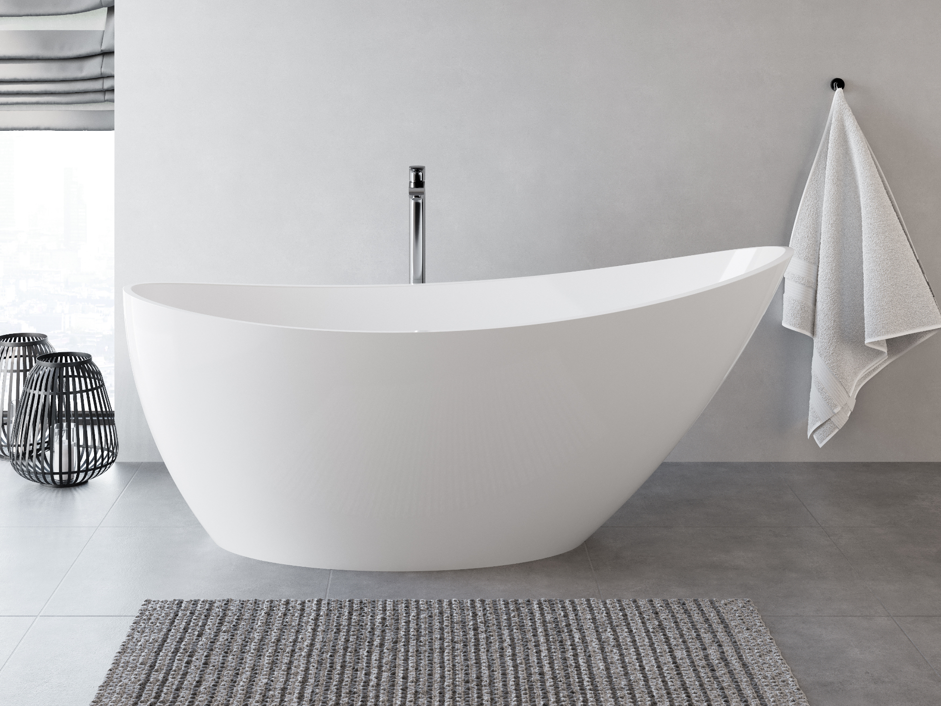 Cast marble bathtub CYGNUS